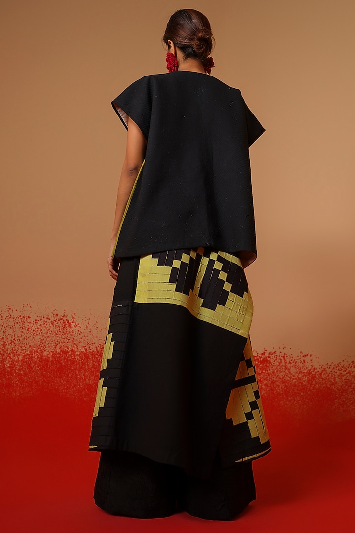 Black Mysore Silk Trousers by STOIQUE at Pernia's Pop Up Shop