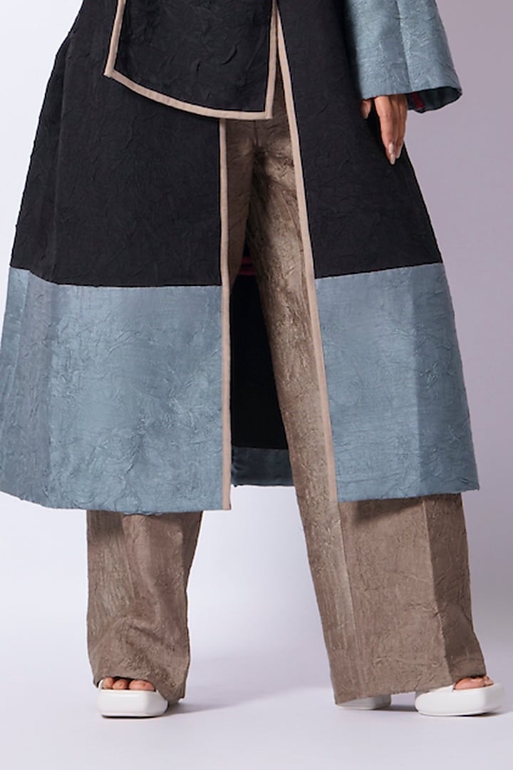 Grey Mysore Silk Trousers by STOIQUE at Pernia's Pop Up Shop