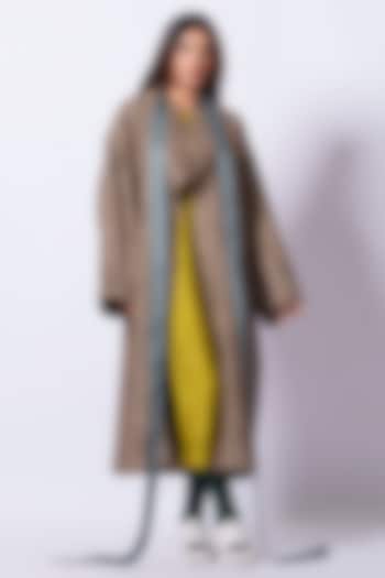 Grey Mysore Silk Pleated Oversized Jacket by STOIQUE at Pernia's Pop Up Shop