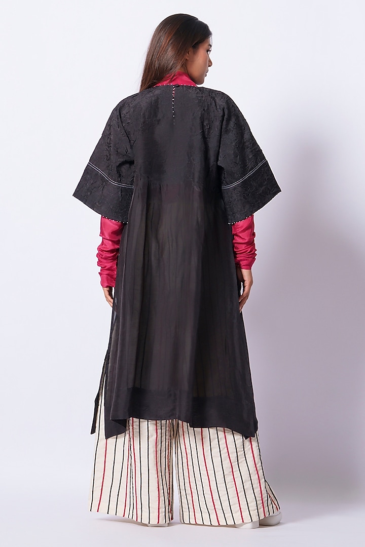 Black Upada Silk Relaxed Tunic by STOIQUE at Pernia's Pop Up Shop