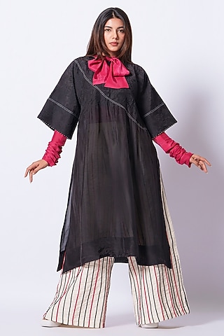 Red Upada Silk Fitted Top by STOIQUE