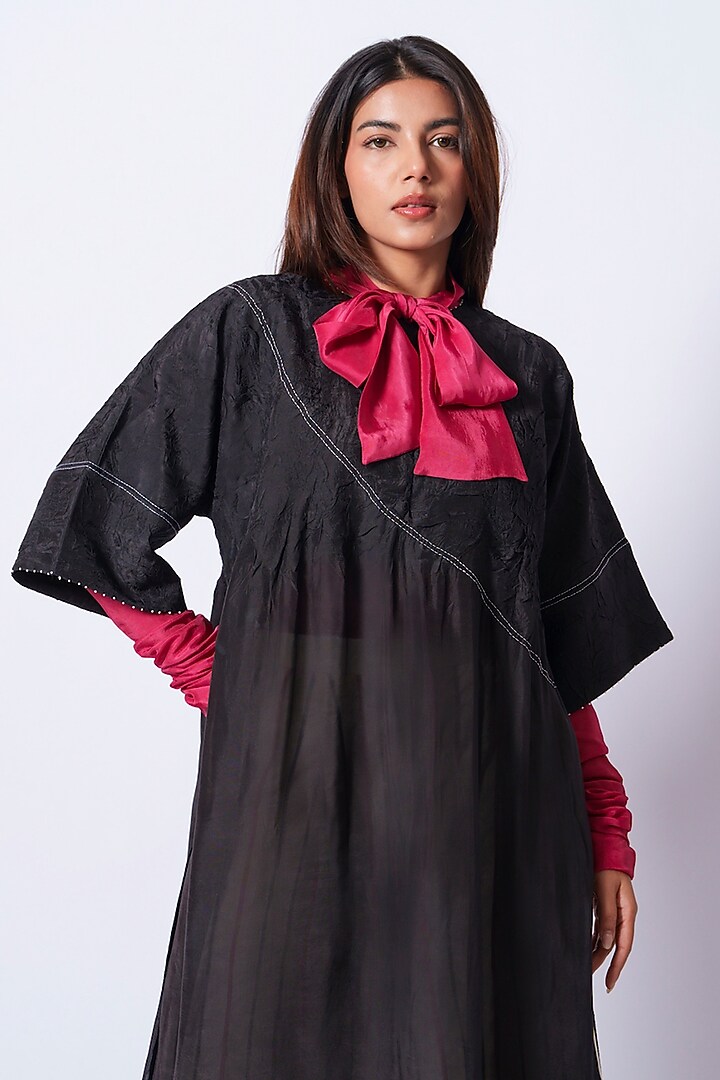 Red Upada Silk Fitted Top by STOIQUE at Pernia's Pop Up Shop