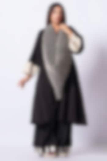 Black Cotton Matty Corded Scarf by STOIQUE at Pernia's Pop Up Shop