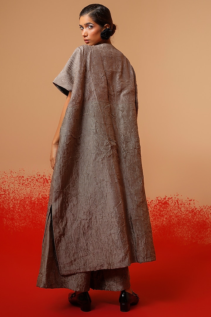 Grey Mysore Silk Tunic by STOIQUE at Pernia's Pop Up Shop