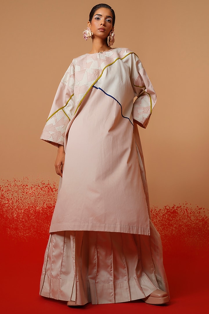 Pink Crushed Silk Patchwork Tunic by STOIQUE at Pernia's Pop Up Shop
