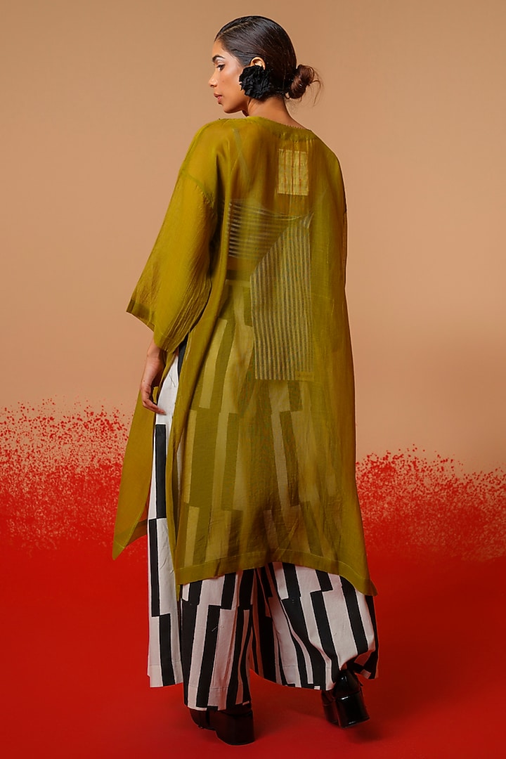 Moss Grey & Grey Cotton Chanderi Tunic by STOIQUE at Pernia's Pop Up Shop