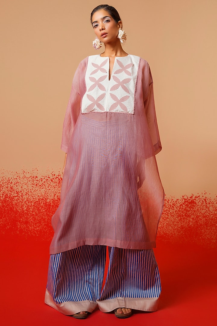 Pink & Ivory Cotton Chanderi Tunic by STOIQUE at Pernia's Pop Up Shop