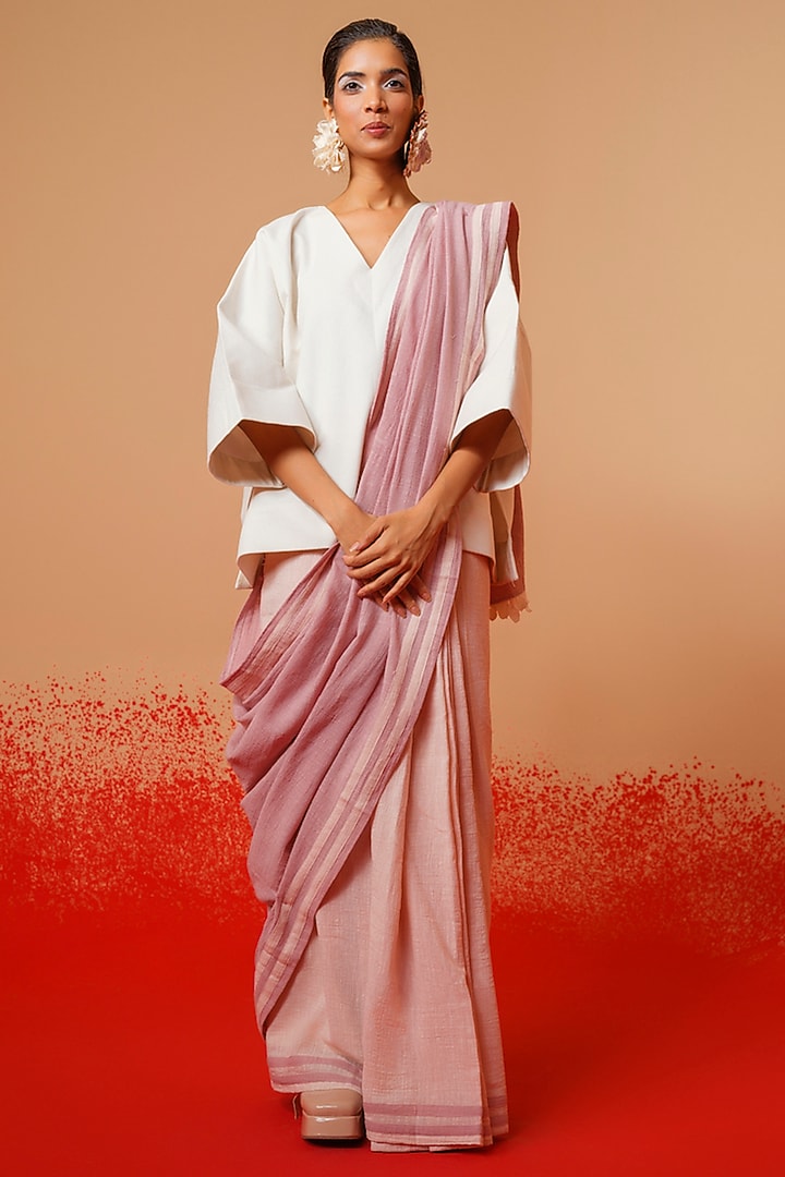 Ivory Handwoven Cotton Oversized Top by STOIQUE at Pernia's Pop Up Shop