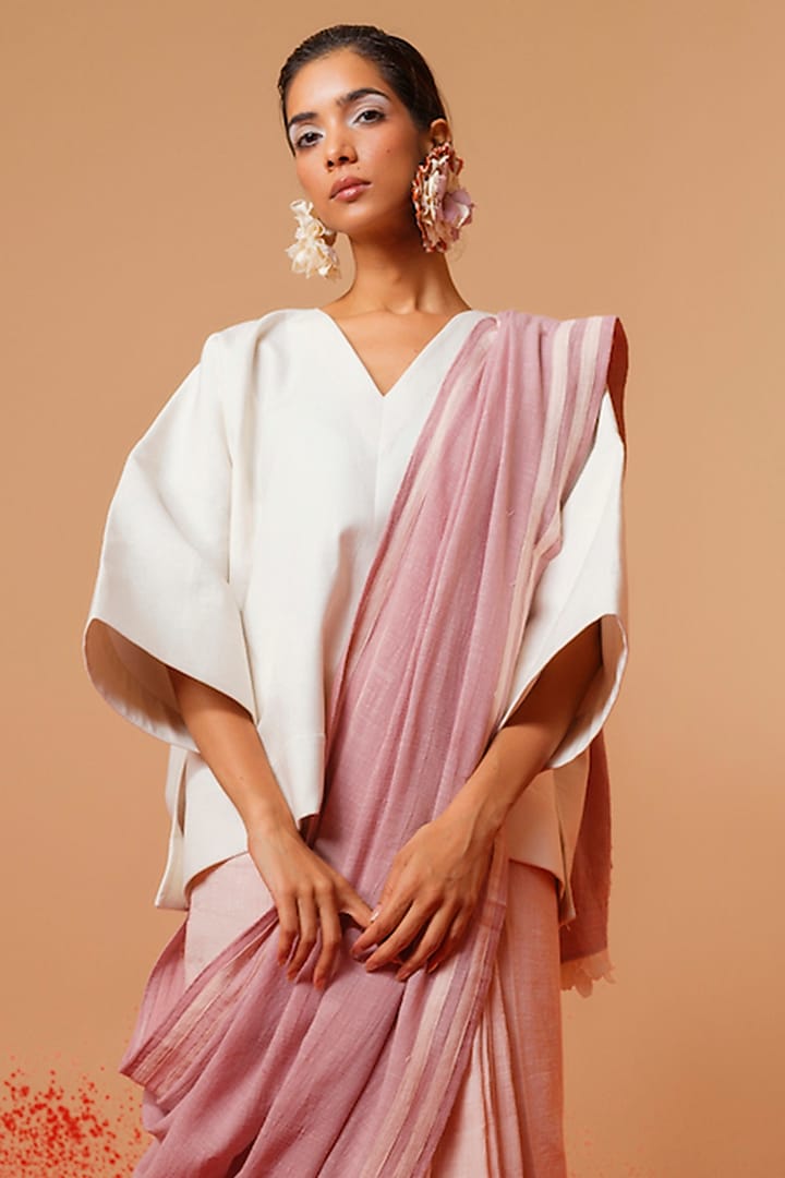 Ivory Handwoven Cotton Japanese-Style Top by STOIQUE at Pernia's Pop Up Shop