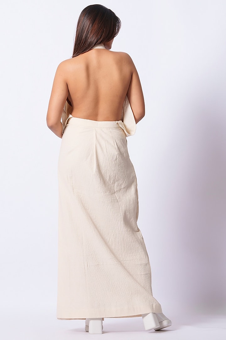 Natural-Colored Pleated Cotton Summer Dress by STOIQUE at Pernia's Pop Up Shop