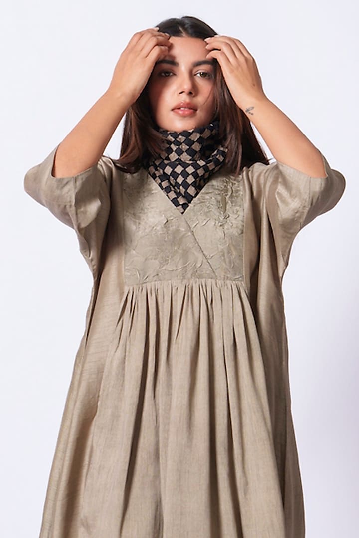 Grey Mysore Silk Tunic by STOIQUE at Pernia's Pop Up Shop