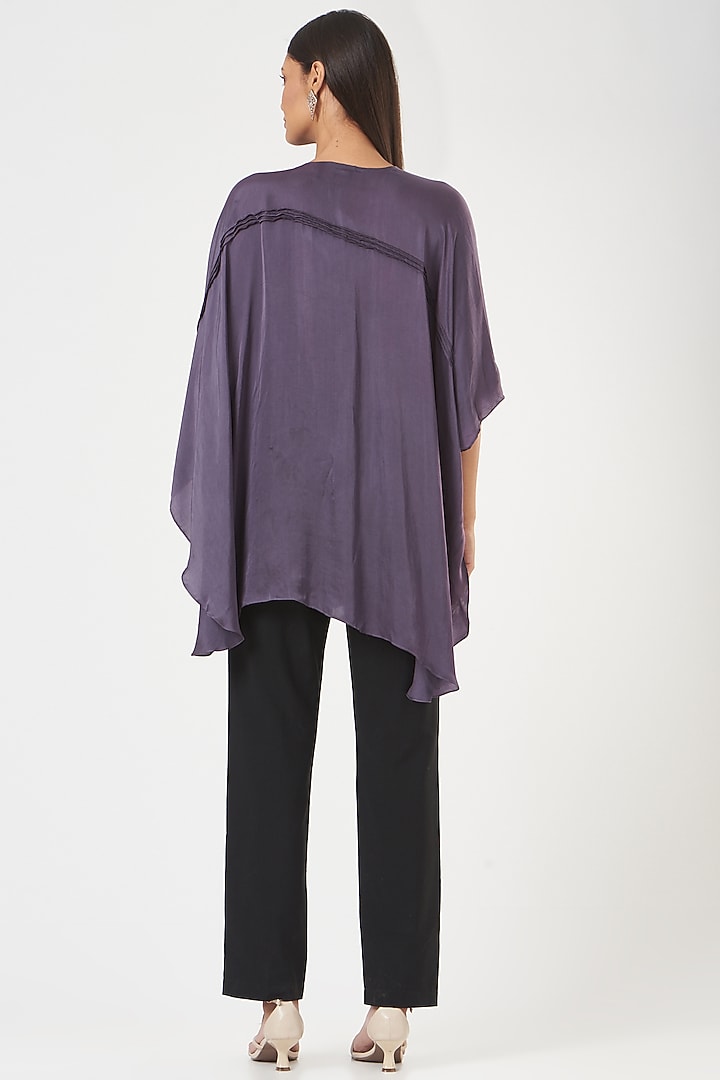 Purple Satin Draped Tunic by Shruti Ranka at Pernia's Pop Up Shop