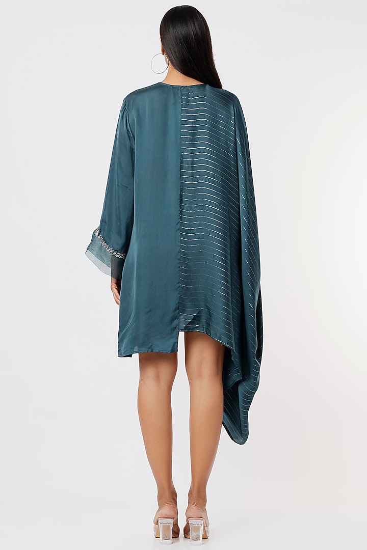 Teal Satin Tunic by Shruti Ranka at Pernia's Pop Up Shop