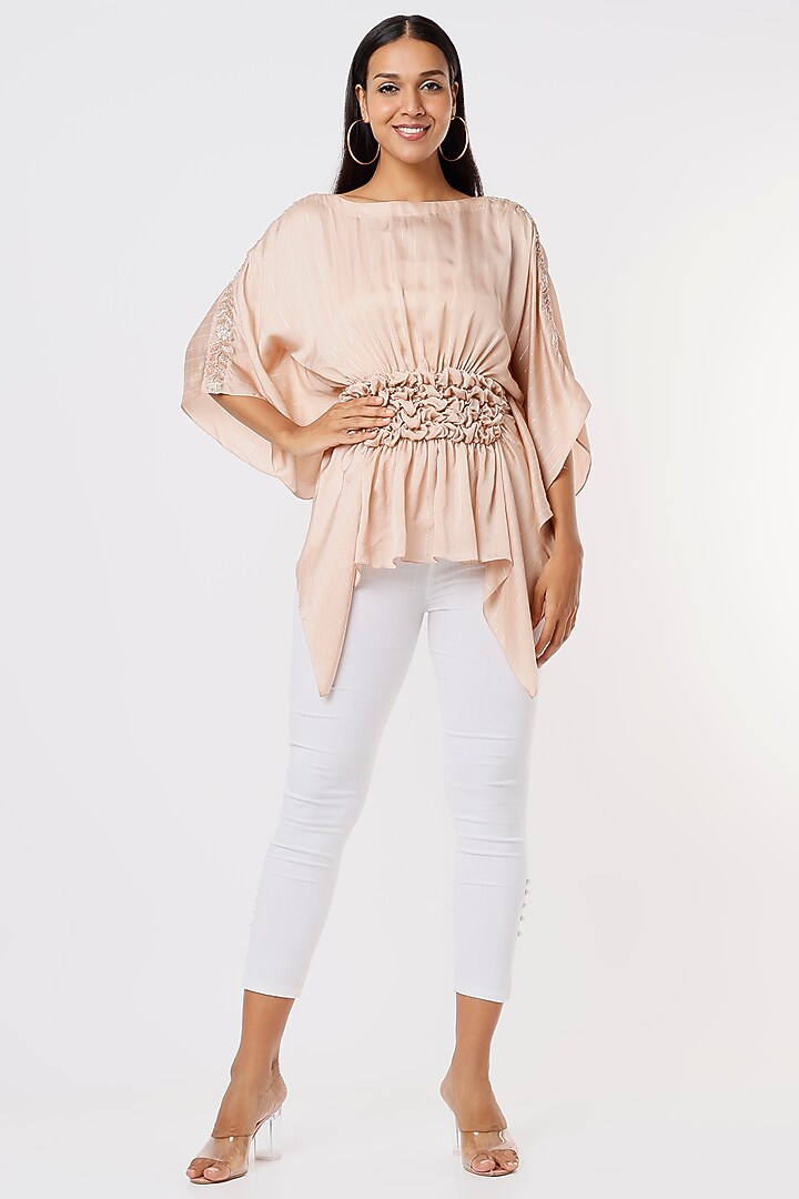 Baby Pink Satin Tunic by Shruti Ranka at Pernia's Pop Up Shop