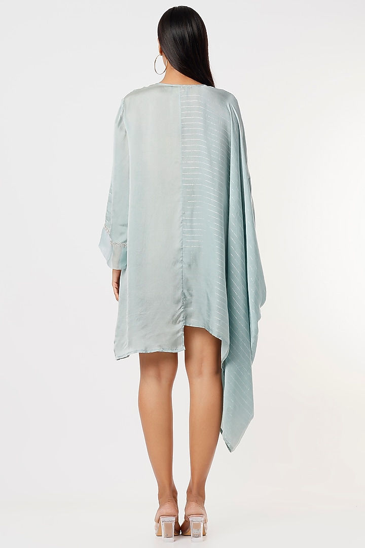 Ice Blue Satin Tunic by Shruti Ranka at Pernia's Pop Up Shop