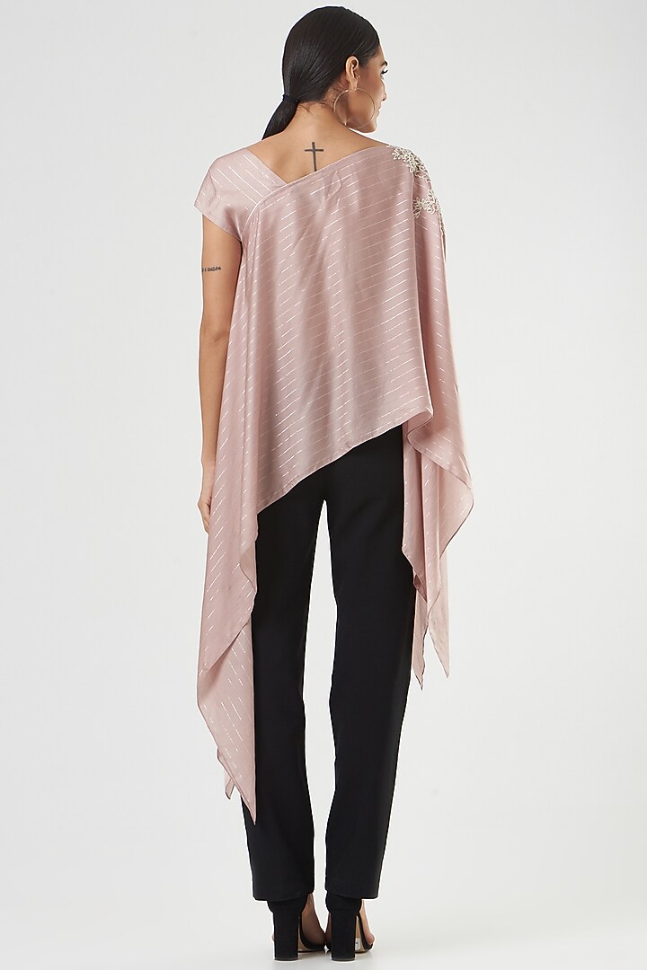 Mauve Cotton Satin Asymmetrical Tunic by Shruti Ranka at Pernia's Pop Up Shop