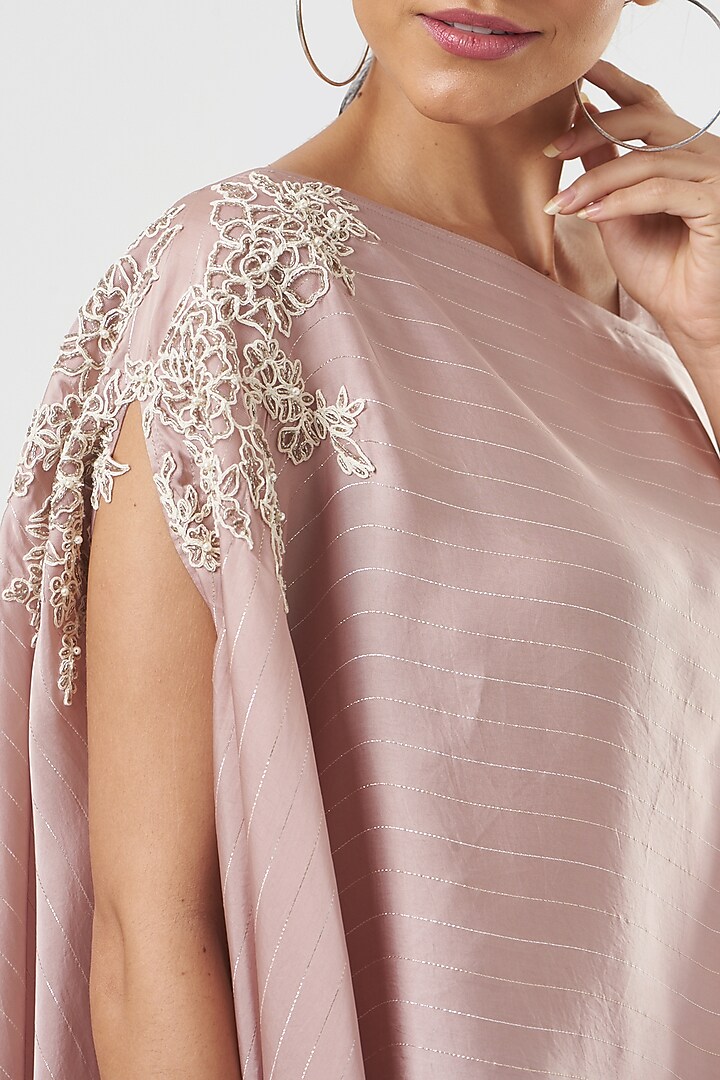 Mauve Cotton Satin Asymmetrical Tunic by Shruti Ranka at Pernia's Pop Up Shop