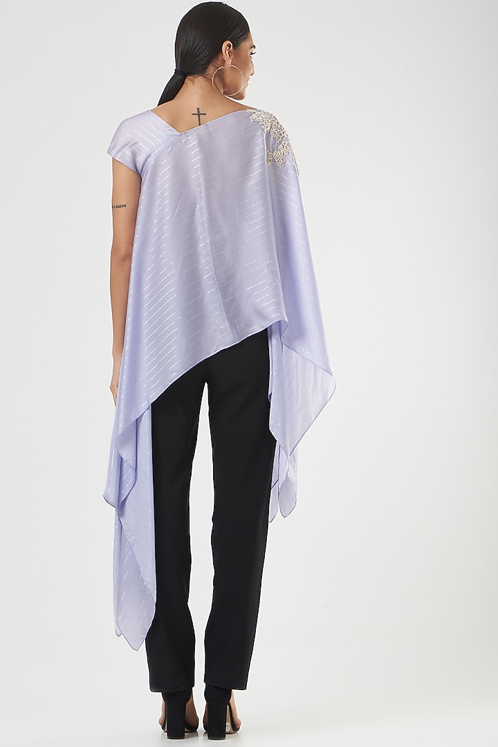 Lilac Cotton Satin Asymmetrical Tunic by Shruti Ranka at Pernia's Pop Up Shop