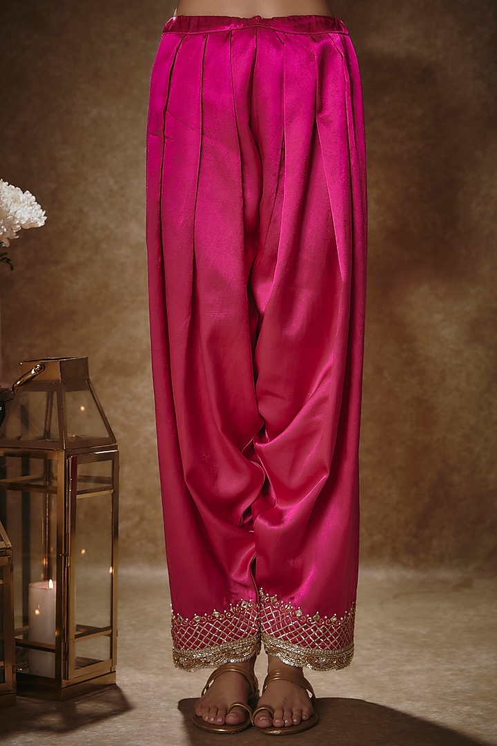 Pink Viscose Georgette Embroidered Kurta Set For Girls by Starflower by Renee Label at Pernia's Pop Up Shop