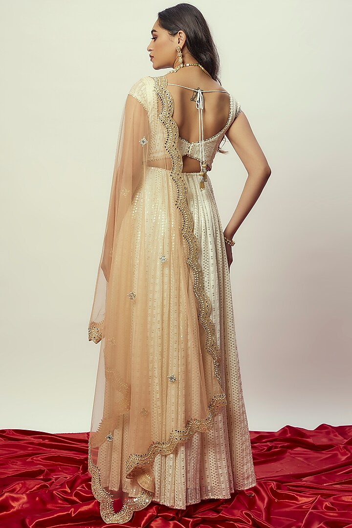 Porcelain Viscose Georgette Thread Embroidered Anarkali Set by Starflower by Renee Label at Pernia's Pop Up Shop