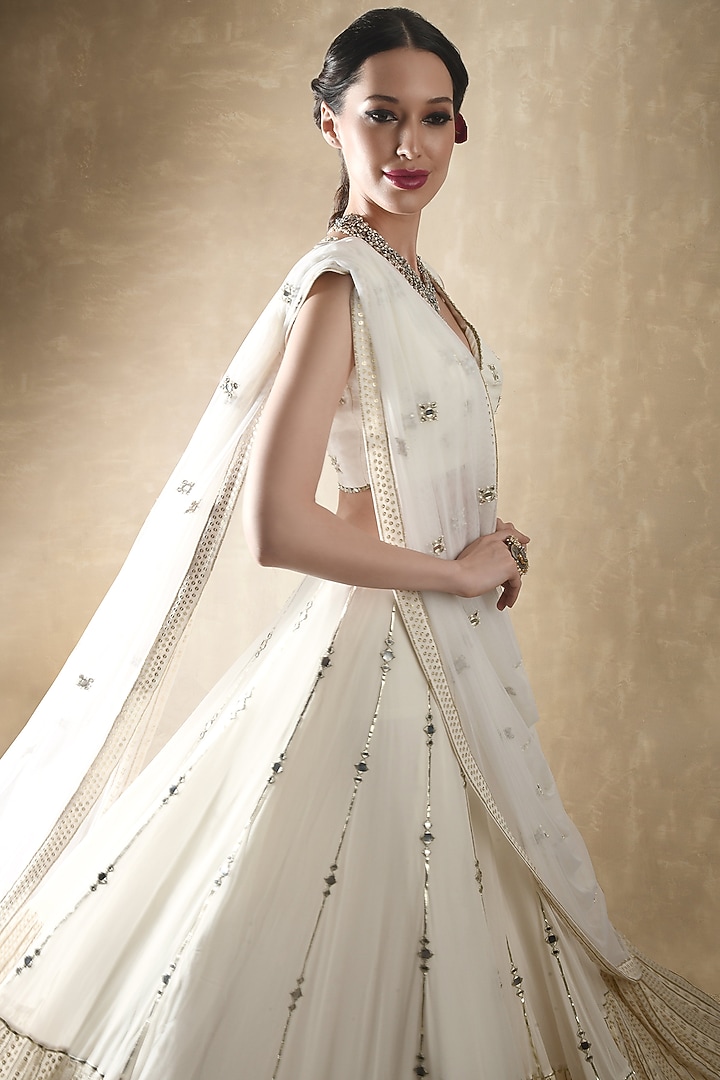 Multi Color Thread & Mirror Embroidery Georgette Lehenga Set & Motif