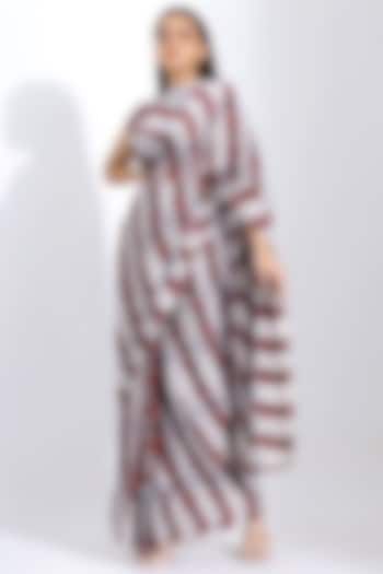 Dusty Grey Georgette Satin Pre-Stitched Saree Set by Studio Surbhi