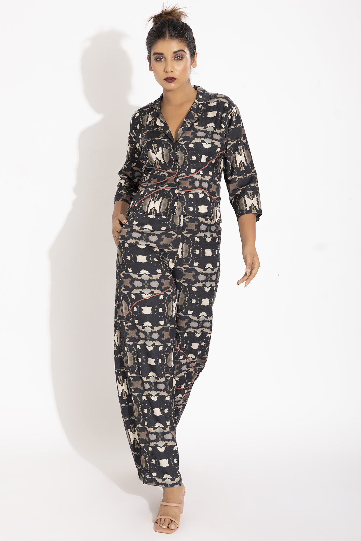 Black Digital Printed Pant Set by Studio Surbhi at Pernia's Pop Up Shop