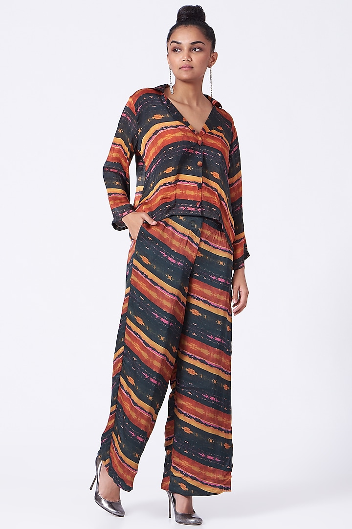Black Printed Straight Pant Set by Studio Surbhi at Pernia's Pop Up Shop