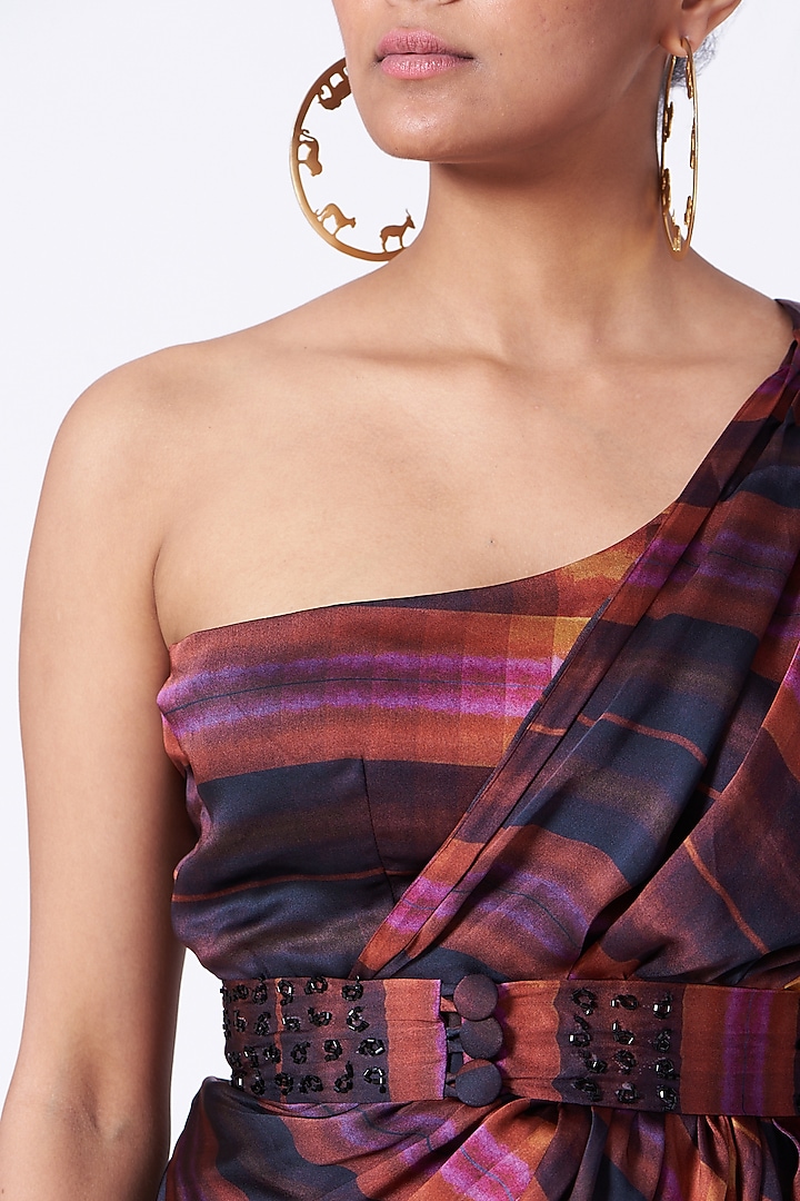 Multi Colored Gathered Festive Saree Set by Studio Surbhi at Pernia's Pop Up Shop