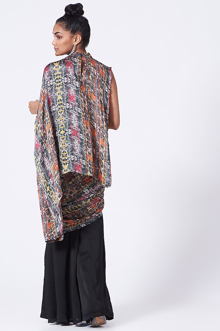 Black Printed Pant Festive Saree Set by Studio Surbhi at Pernia's Pop Up Shop