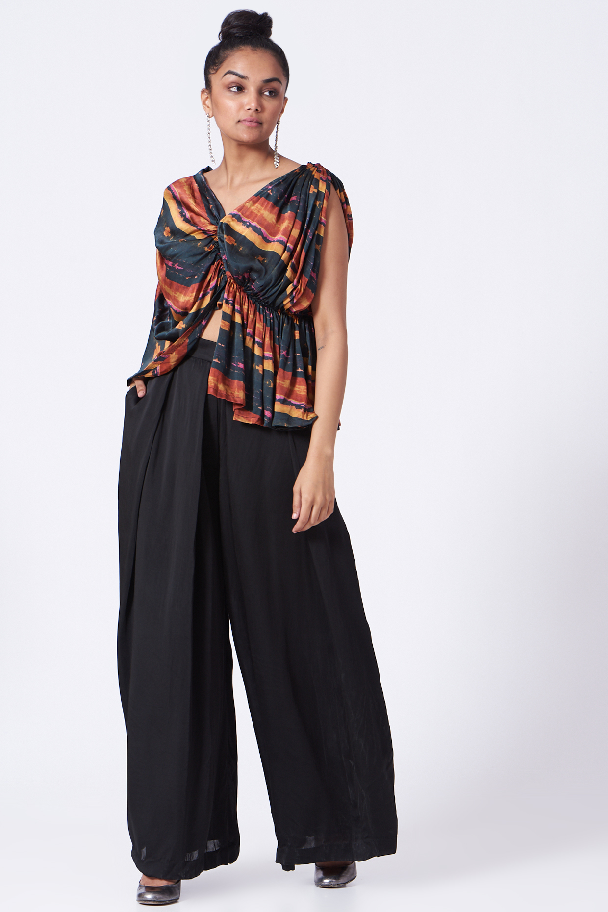 Black Wide-Legged Pant Set by Studio Surbhi at Pernia's Pop Up Shop
