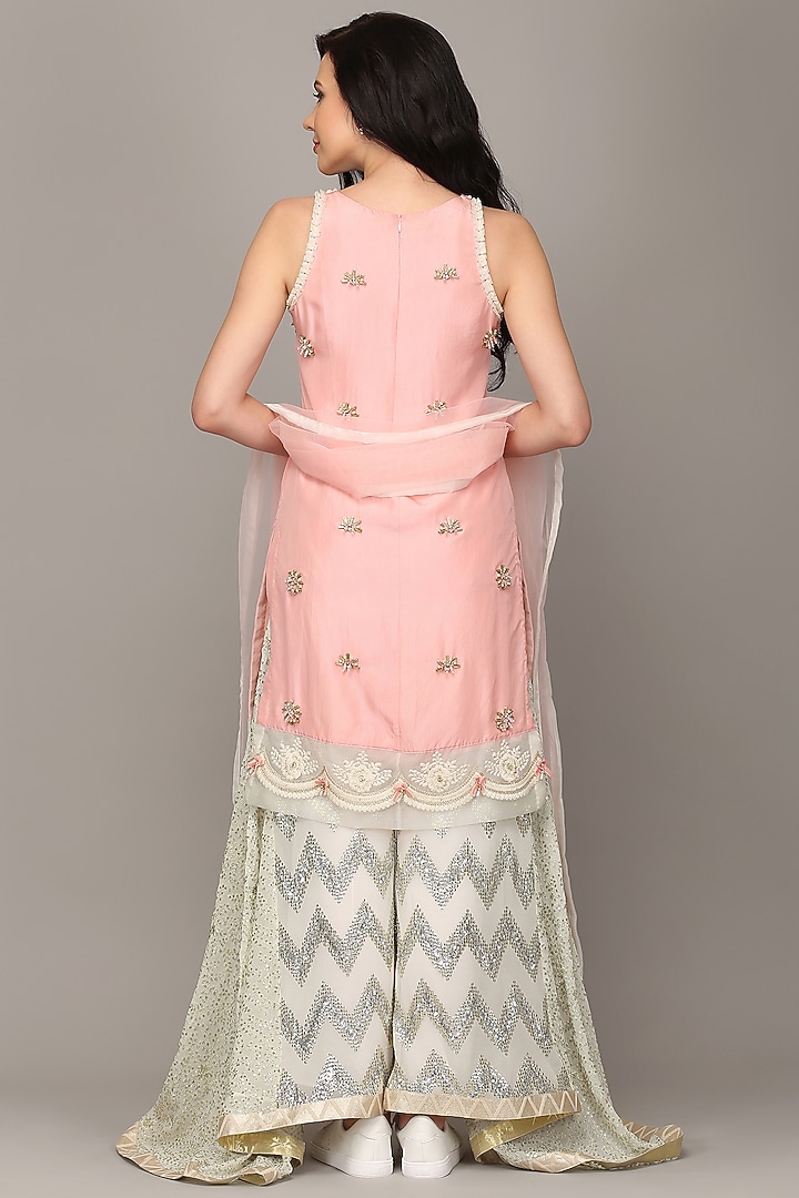 Pink Wedding Sharara Set With Sequins Work by Surabhi Gandhi at Pernia's Pop Up Shop