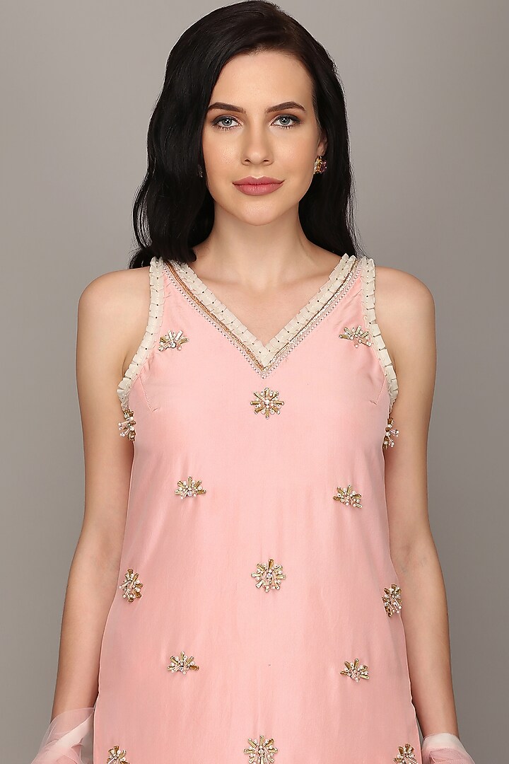 Pink Wedding Sharara Set With Sequins Work by Surabhi Gandhi at Pernia's Pop Up Shop