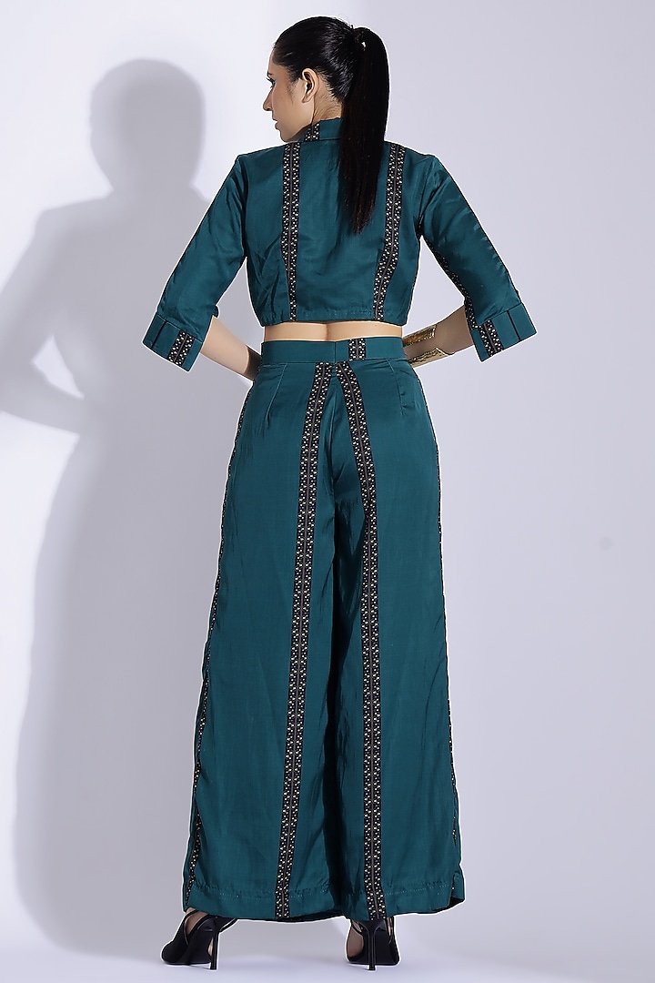Teal Cotton Silk Digital Printed Co-Ord Set by Studio Surbhi at Pernia's Pop Up Shop