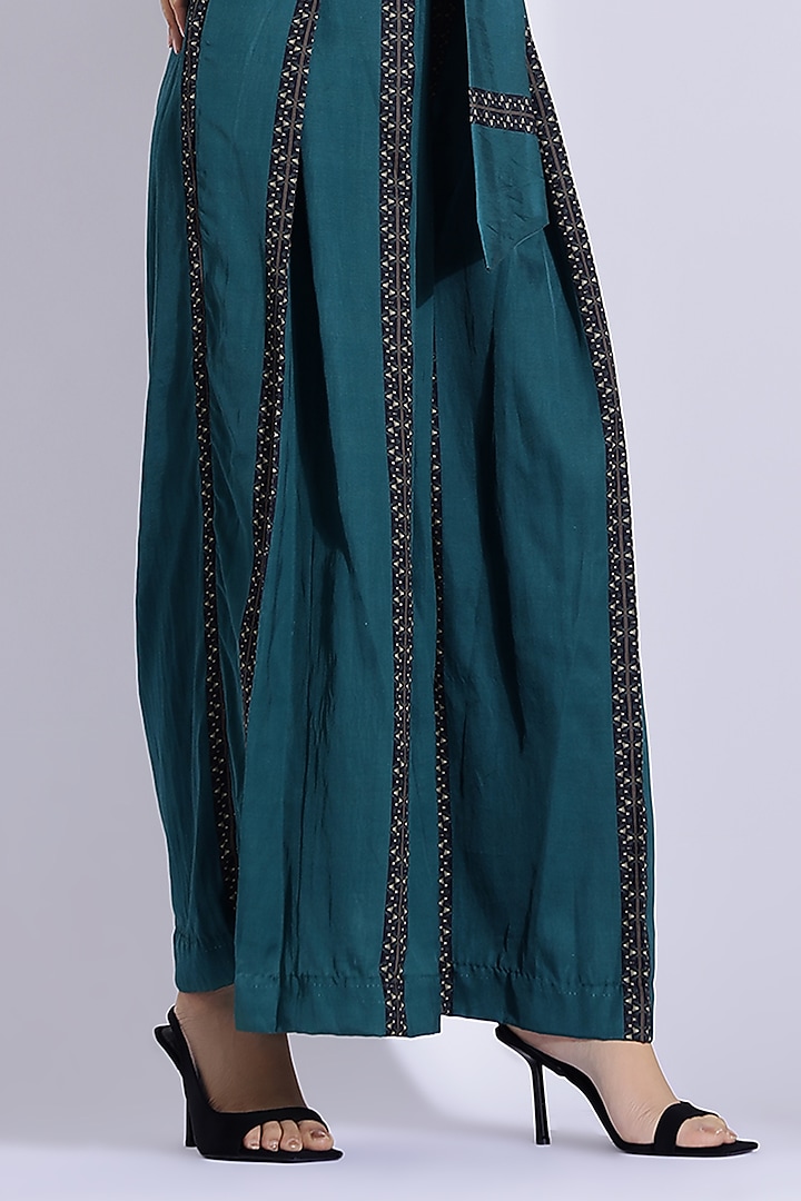 Teal Cotton Silk Digital Printed Co-Ord Set by Studio Surbhi at Pernia's Pop Up Shop