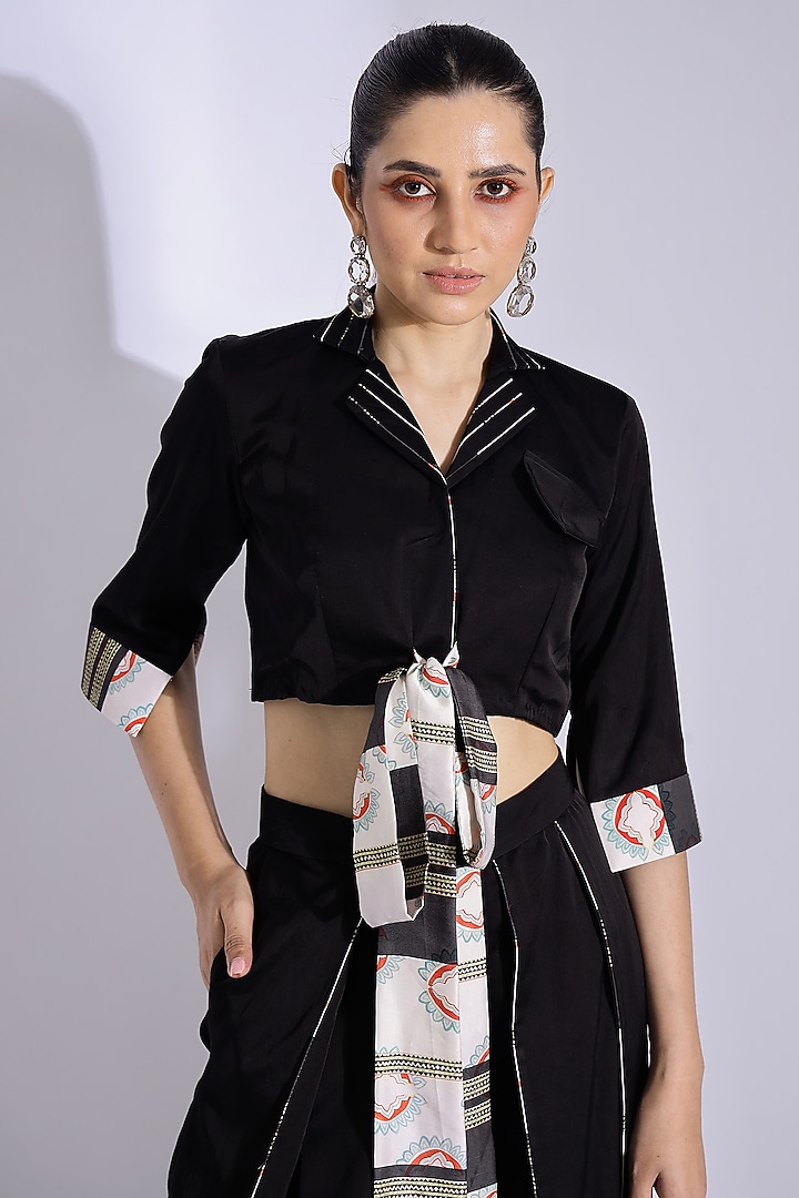 Black Cotton Silk Co-Ord Set by Studio Surbhi at Pernia's Pop Up Shop