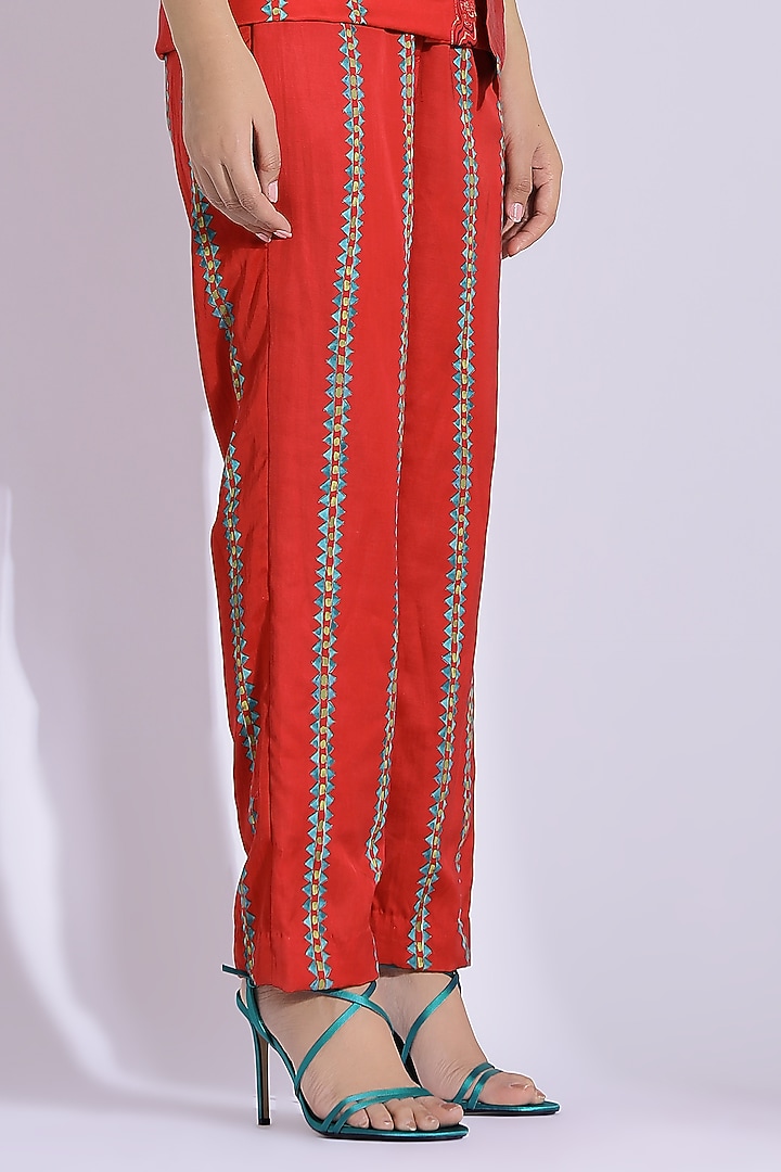 Red Cotton Silk Sleeveless Jacket Set by Studio Surbhi at Pernia's Pop Up Shop