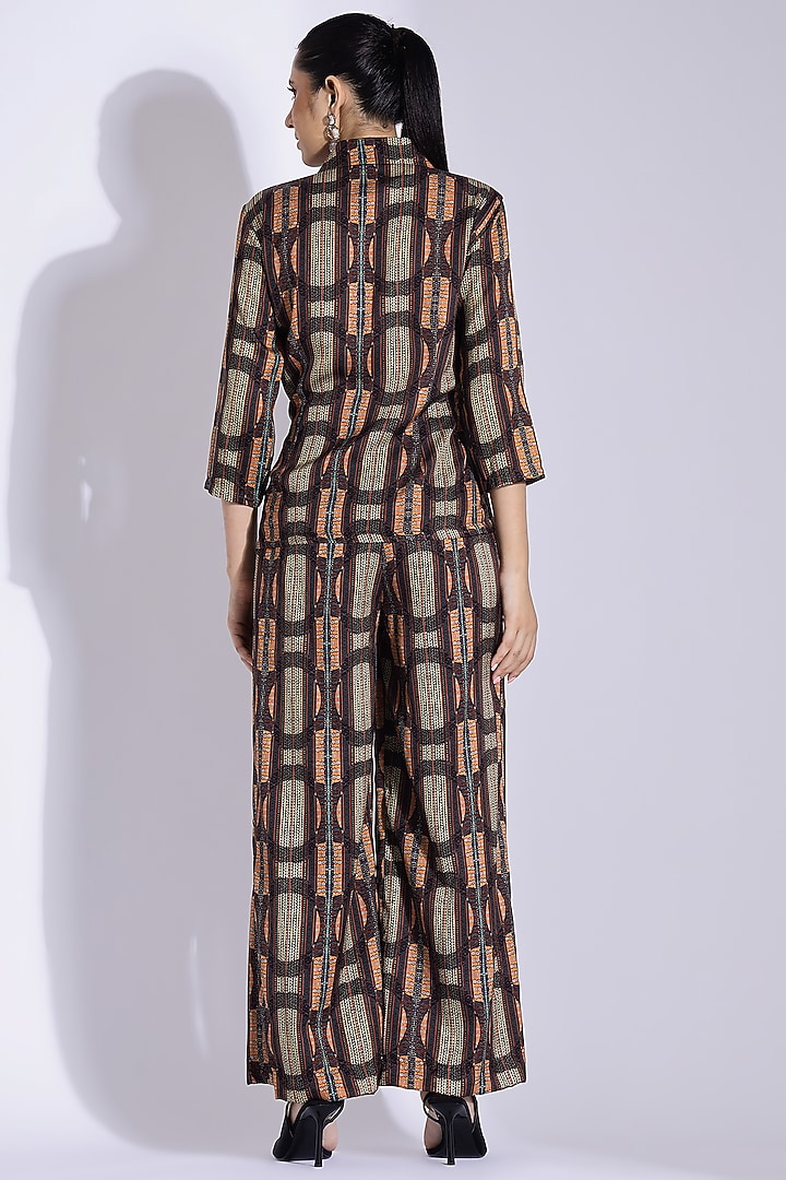 Brown Cotton Silk Digital Printed Co-Ord Set by Studio Surbhi at Pernia's Pop Up Shop