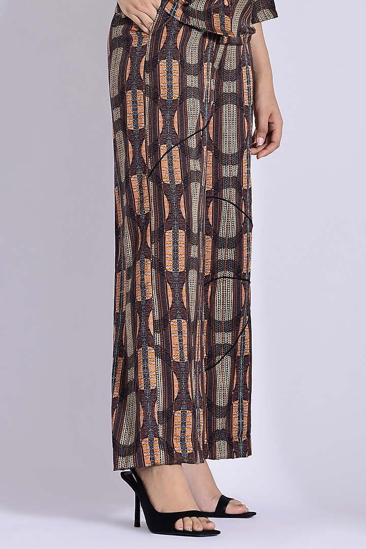 Brown Cotton Silk Digital Printed Co-Ord Set by Studio Surbhi at Pernia's Pop Up Shop