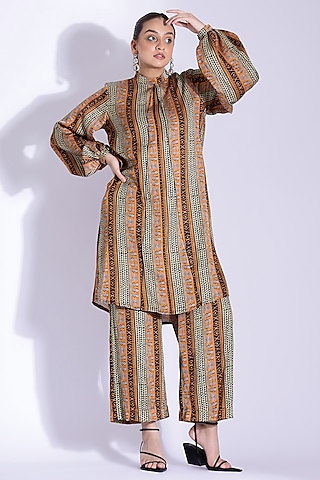 Multi-Colored Cotton Silk Digital Printed Kurta Set by Studio Surbhi
