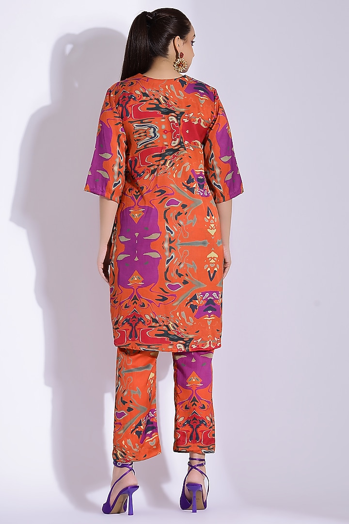 Orange Cotton Silk Digital Printed Kurta Set by Studio Surbhi at Pernia's Pop Up Shop