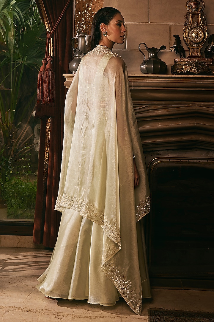 Mint Green Organza Party Wear Sharara Set by Studio22 by Pulkita Arora Bajaj at Pernia's Pop Up Shop