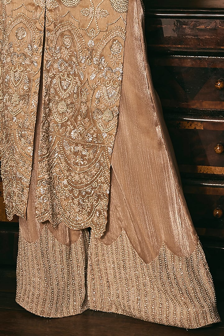 Champagne Organza Hand Embroidered Kurta Set by Studio22 by Pulkita Arora Bajaj at Pernia's Pop Up Shop