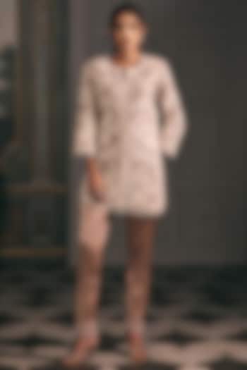 Mocha Brown Georgette & Satin Thread Embellished Kurta Set by Studio22 by Pulkita Arora Bajaj at Pernia's Pop Up Shop