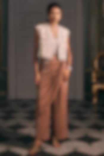 Mocha Brown Georgette Draped Pant Set by Studio22 by Pulkita Arora Bajaj at Pernia's Pop Up Shop