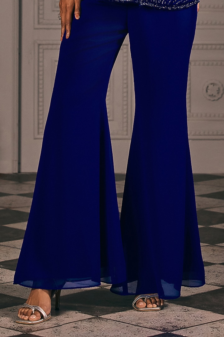 Electric Blue Georgette Pant Set by Studio22 by Pulkita Arora Bajaj at Pernia's Pop Up Shop