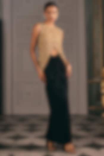 Black Organza & Lycra Draped Skirt Set by Studio22 by Pulkita Arora Bajaj at Pernia's Pop Up Shop