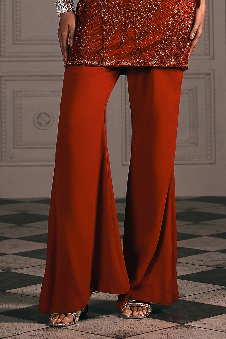 Red Georgette & Net Embroidered Tunic Set by Studio22 by Pulkita Arora Bajaj at Pernia's Pop Up Shop
