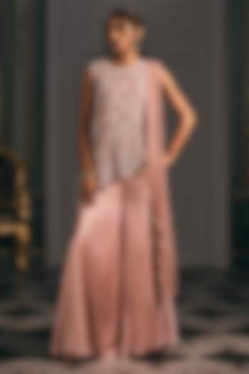 Pink Satin Wedding Sharara Set by Studio22 by Pulkita Arora Bajaj at Pernia's Pop Up Shop