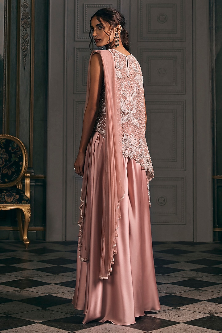 Pink Satin Wedding Sharara Set by Studio22 by Pulkita Arora Bajaj at Pernia's Pop Up Shop